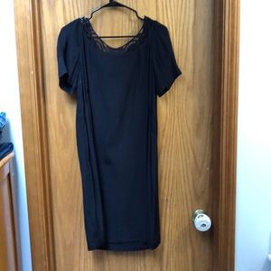 Black dress with lace collar